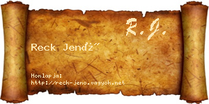 Reck Jenő névjegykártya